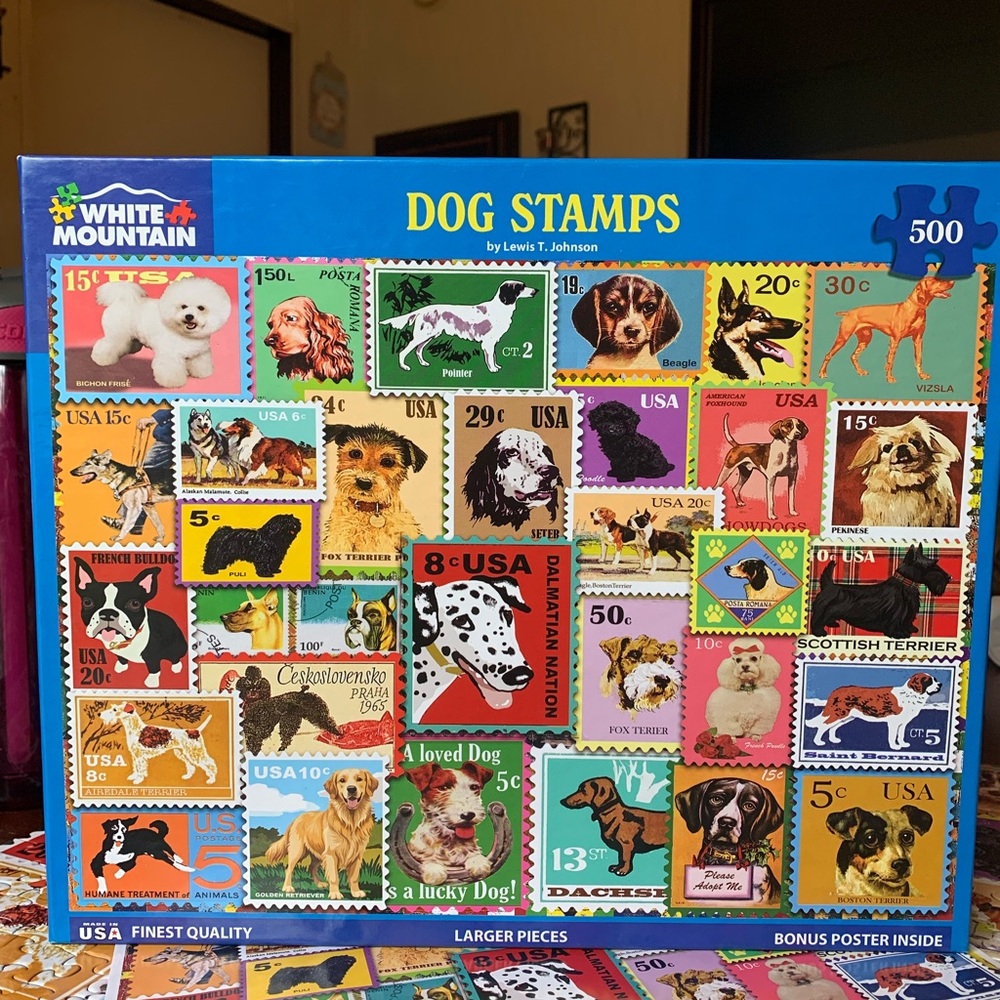 White Mountain Dog Stamps Puzzle - 500 piece